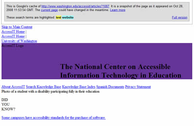 Text Only View of Cached Page