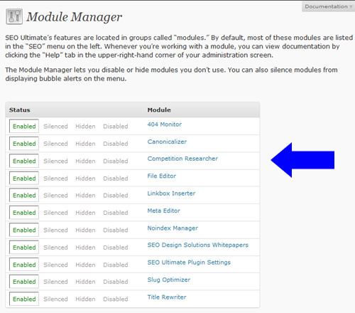 module manager SEO Ultimate Module Manager