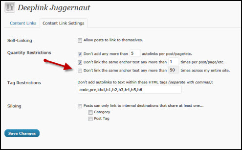 new-deeplink-settings Sitewide Link Limiter Module